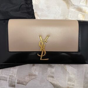 Yves Saint Laurent Black and Tan Clutch